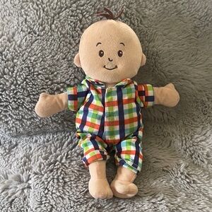 Manhattan Toy Plush Baby Doll in Multi-Color Plaid Outfit - Soft Kids Toy